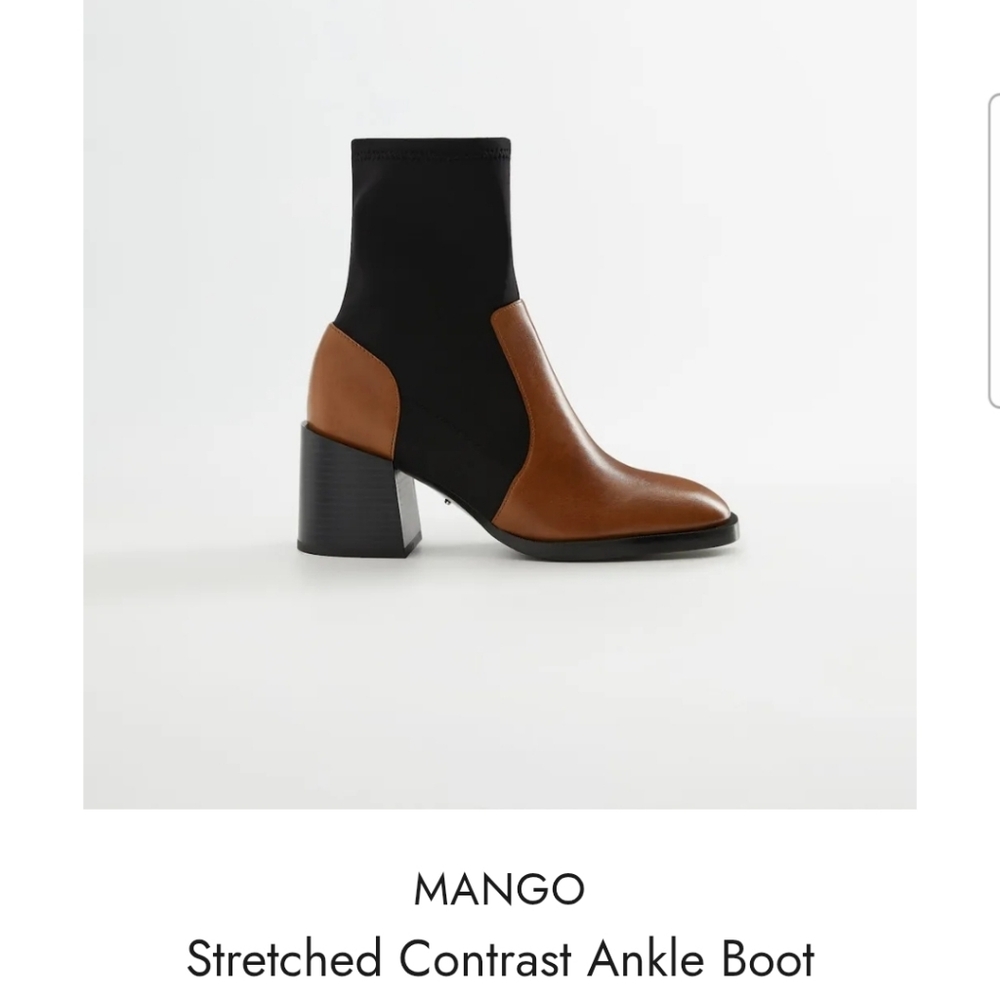 Mango Stretched Contrast Ankle Boots size 38